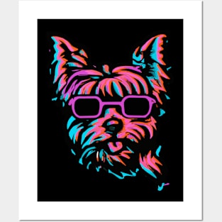 Yorkshire Terrier Synthwave Dog Lover Yorkie Posters and Art